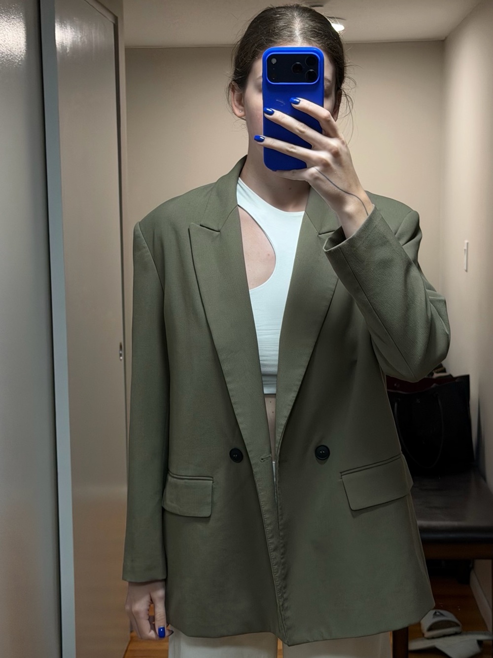Zara Olive Green Oversized Blazer